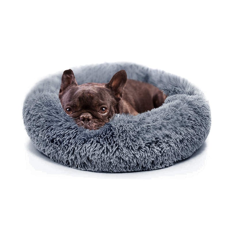 nononfish Small Calming Dogs Bed for Small Dogs Anti-Anxiety Machine Washable Fluffy Luxury Anti-Slip Waterproof Mute Base Warming Cozy Soft Pet Puppy Round Bed - Image 1